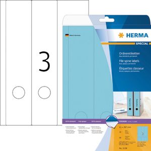 HERMA - Rugetiket 5138 breed/lang 61x297mm zelfklevend blauw | Blister a 20 vel | 32 stuks