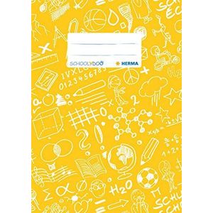 HERMA 19413 Schoolydoo 10 stuks, A5, geel, 10 stuks, schrifthoezen met etiketten van duurzaam en afwasbaar polypropyleenfolie, set van 10 stuks, gekleurd
