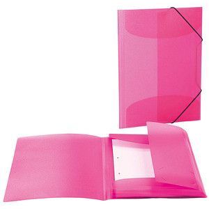HERMA 19505 - 3-delige set DIN A4-mappen in roze, transparant, van robuuste kunststof, afwasbaar, duurzaam, met binnenklep en elastiek, voor kinderen, jongens en meisjes