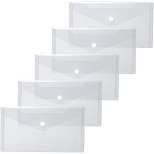 HERMA 5 stuks transparante documententassen van polypropyleen met drukknop voor school universiteit kantoor 22 x 12 cm wit 20032