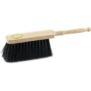 Stoffer/handveger - Blank gelakt met zwart paardenhaar - extra volle vezels - 30 cm - Stoffer en blik