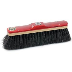 Rood gelakte zachte binnen bezemkop met zwart paardenhaar 28,5 cm - kamerbezems/binnen bezems