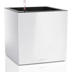 LECHUZA CANTO Premium 40 low - Plantenbak - met uitneembare binnenbak - met bewateringssysteem - ALL-IN-ONE set met LECHUZA-PON - wit hoogglans
