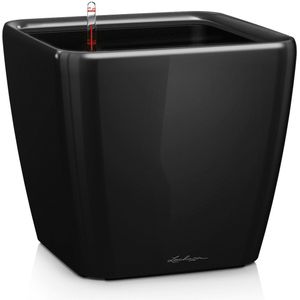 LECHUZA QUADRO Premium LS 43 - Plantenbak - met uitneembare binnenbak - met bewateringssysteem - ALL-IN-ONE set met LECHUZA-PON - zwart hoogglans