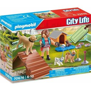 PLAYMOBIL 70676 Cadeauset voor opvoeders en honden, City Life, het moderne huis, cadeau-idee, klaar om cadeau te geven