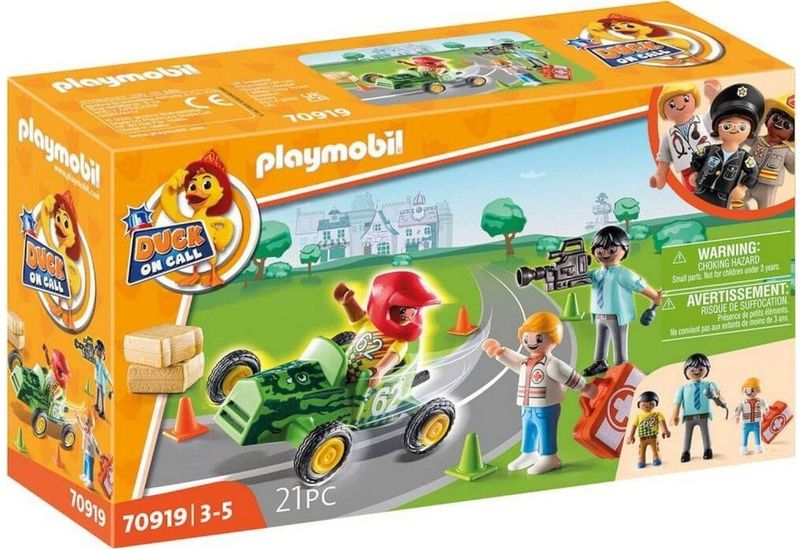 PLAYMOBIL Konstruktionsspielzeug DUCK ON CALL Notarzt Action. Hilf dem Rennfahrer!