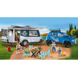 PLAYMOBIL Family Fun 71423 Caravan met auto, camping, veelzijdig kamperen in de natuur met veel accessoires, gedeelde familiereizen door het land, speelgoed voor kinderen vanaf 4 jaar