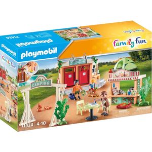 PLAYMOBIL Family Fun 71424 Camping, vakantie in de natuur met een tent, keuken en sanitaire ruimte, een spannend kampeeravontuur met het gezin, speelgoed voor kinderen vanaf 4 jaar