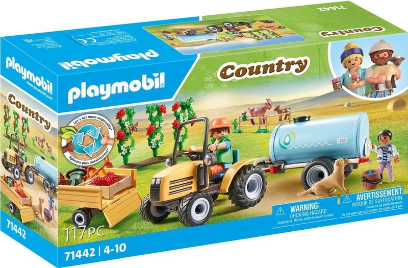 PLAYMOBIL - Country 71442 - Tractor met Aanhanger - Watertank - Duurzaam Speelgoed