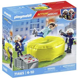 PLAYMOBIL Action Heroes 71465 Brandweerlieden met luchtkussens, met helmen, een megafoon en een brandblusser, leuk fantasierijk rollenspel, duurzaam speelgoed voor kinderen vanaf 4 jaar