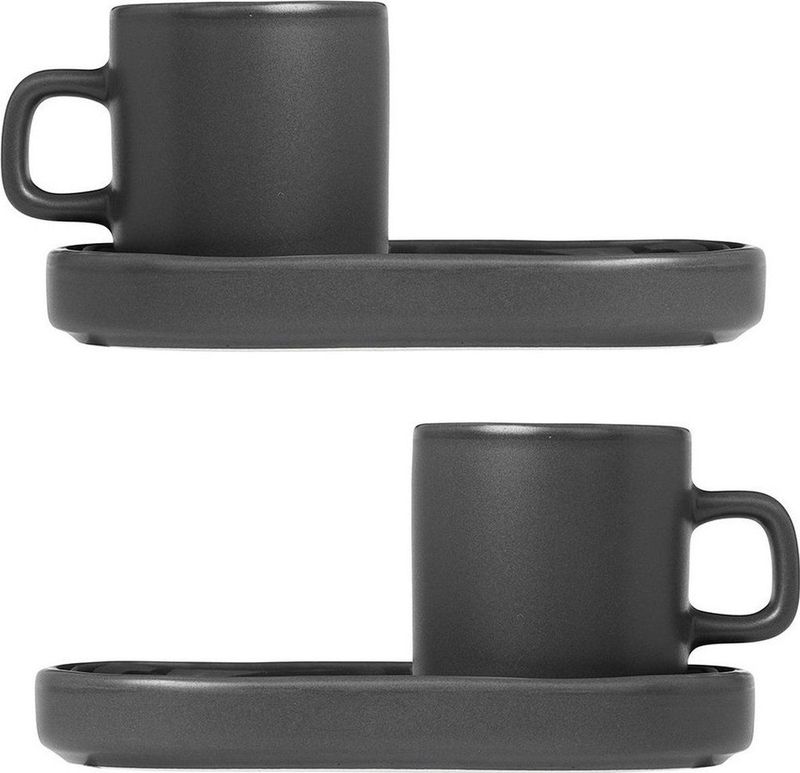 Blomus Kopjes met Schotel Pilare Agave Green 100 ml 2 Stuks