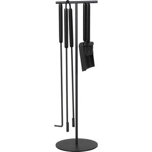 Blomus ASHI Openhaardset - H 75,5 cm, Ø 22 cm - Zwart - 5-delig