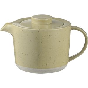 Witte porseleinen theepot met bijzondere deksel. | Theepotten