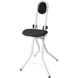 WENKO Staande stoel Secura, in hoogte verstelbare zit- en stahulp met zwart zitkussen en rugkussens van 100% katoen, belastbaar tot 100 kg, stabiel frame van staal, 47 x 91,5 x 45 cm, wit