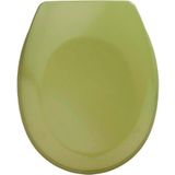 WENKO WC-bril Bergamo mosgroen - antibacteriële toiletbril, roestvrije roestvrijstalen bevestiging, duroplast, 35 x 44,4 cm, mosgroen