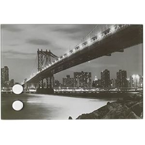 WENKO Manhattan Bridge Magnetische sleutelkast, 17 haken, gehard glas, 30 x 20 x 5 cm