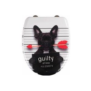 WENKO Guilty Dog toiletbril - antibacterieel toiletdeksel, automatisch verlagend, Duroplast, 38 x 45 cm, Veelkleurig