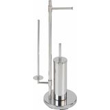 3-in-1 Toiletcombinatie - Roestvrij Staal - Toiletpapierhouder en Toiletborstel