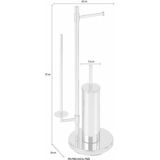 3-in-1 Toiletcombinatie - Roestvrij Staal - Toiletpapierhouder en Toiletborstel