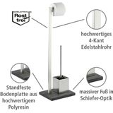 WENKO WC-Garnitur "Slate Rock", aus Edelstahl-Polyresin (Kunststein), Edelstahl rostfrei