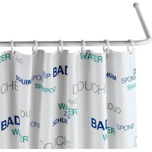 Hershii Verstelbare gebogen douchegordijnstang wandmontage U-vormige badkamer hoekgordijnhanger paal bad metalen douchestang (35,43-51,18) x 43,3 x (35,43-51,18) inch, boren om te installeren
