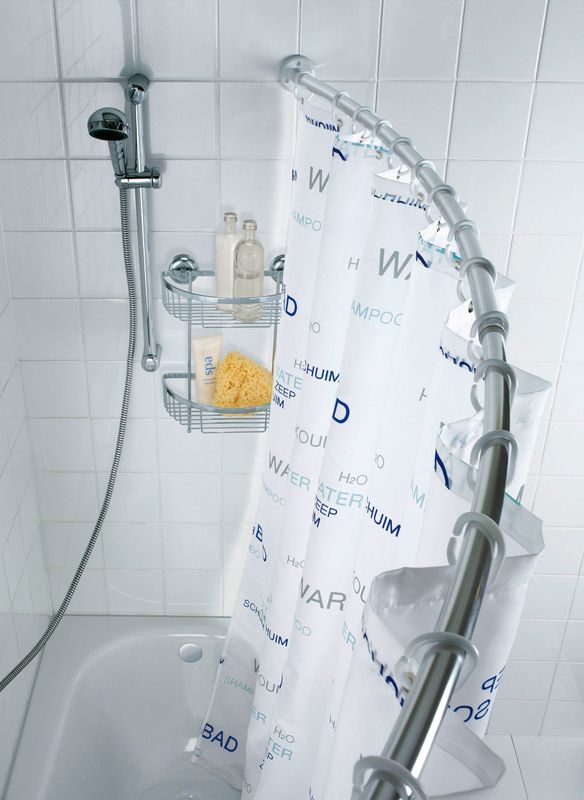 WENKO Bogenstange "Chrom", ausziehbar, Duschvorhangstange, Breite 110 - 200 cm
