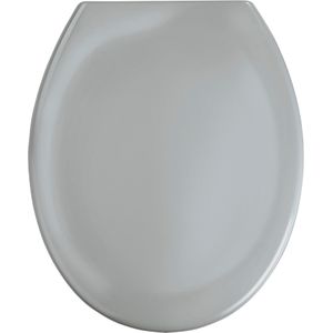 Wenko - Premium WC-Sitz Ottana Hellgrau, aus antibakteriellem Duroplast mit Absenkautomatik, Grau, Duroplast hellgrau , Edelstahl rostfrei silber