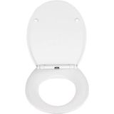 WENKO Premium toiletbril met softclose, roestvrije Fix-Clip, hygiënische roestvrijstalen bevestiging, 1 stuk Mora 40.0 x 5.5 x 46.5 cm wit