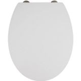 WENKO Premium toiletbril met softclose, roestvrije Fix-Clip, hygiënische roestvrijstalen bevestiging, 1 stuk Mora 40.0 x 5.5 x 46.5 cm wit