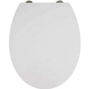 WENKO Premium toiletbril met softclose, roestvrije Fix-Clip, hygiënische roestvrijstalen bevestiging, 1 stuk Mora 40.0 x 5.5 x 46.5 cm wit