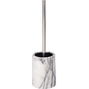 WENKO Toiletborstel en houder Onyx van marmer, wit, 10 x 10 x 41 cm
