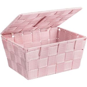 Wenko Adria Badmand met deksel in roze - Badkamermand met deksel, polypropyleen, 19 x 10 x 14 cm, roze