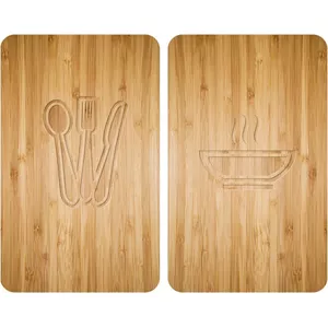 Afdekplaten voor de kookplaat, 60 x 52 cm (2 stuks, elk 30 x 52 cm), kookplaatbescherming, decoratieve glasplaat, snijplank, veiligheidsglas, spatbescherming (goud