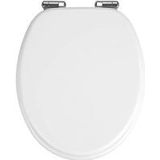 WENKO WC-bril Urbino, toiletbril met softclosemechanisme, wc-deksel voor zacht sluiten met roestvrije hygiënische bevestiging, van MDF, FSC® gecertificeerd, 36 x 42,5 cm, wit