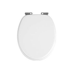 WENKO WC-bril Urbino, toiletbril met softclosemechanisme, wc-deksel voor zacht sluiten met roestvrije hygiënische bevestiging, van MDF, FSC® gecertificeerd, 36 x 42,5 cm, wit