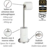 WENKO - Toiletrolhouder 2-in-1 - RVS Mat - Staand - Ruimtebesparend