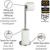 WENKO - Toiletrolhouder 2-in-1 - RVS Mat - Staand - Ruimtebesparend