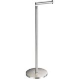 WENKO - Toiletrolhouder 2-in-1 - RVS Mat - Staand - Ruimtebesparend