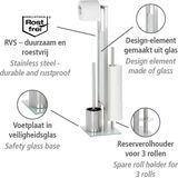 WENKO - Rivalta - Toiletbutler RVS Mat - Toiletborstel met Houder - Toiletrolhouder en Reserverolhouder