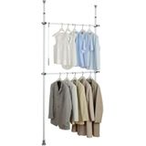Teleskop-Garderobensystem Herkules Basic, verstellbares Ordnungssystem, Garderoben-System, Weiß, Stahl weiß, Kunststoff (abs) grau, Polypropylen grau