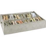 Wenko - Unterbettkommode für Schuhe Balance, 12 Fächer, Taupe, Polypropylen taupe, Kunststoff (pet) transparent mehrfarbig - taupe