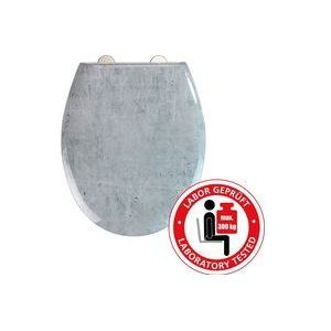 Premium WC-Sitz Concrete, aus antibakteriellem Duroplast, mit Absenkautomatik, Mehrfarbig, Duroplast mehrfarbig , Edelstahl rostfrei silber matt