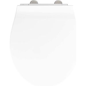 WENKO Toiletbril Orani, platte toiletbril met softclosemechanisme, wc-deksel met Fix-Clip hygiënische bevestiging, van antibacterieel duroplast, wit
