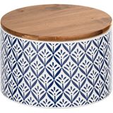 Wenko - Lorca - Vershouddoos - Blauw-Wit - Bamboe Deksel - 0,45 Liter