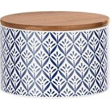 Wenko - Lorca - Vershouddoos - Blauw-Wit - Bamboe Deksel - 0,45 Liter