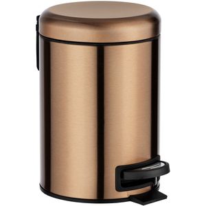 WENKO Cosmetica pedaalemmer Leman metallic koper 3 L - cosmetica-emmer, vuilnisemmer met anti-vingerafdruk inhoud: 3 l, roestvrij staal, 17 x 25 x 22,5 cm, koper