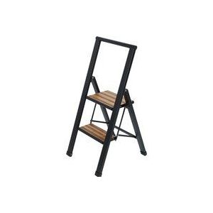 WENKO Aluminium design vouwladder 2-traps zwart - anti-slip huishoudladder, veiligheidsstaande ladder, aluminium gecoat, 44 x 101 x 5,5 cm, zwart