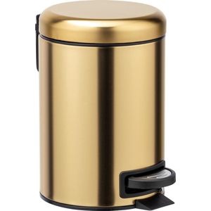 Wenko - Kosmetik Treteimer Leman Gold matt 3 l, Edelstahl, Gold, Edelstahl rostfrei gold, Polypropylen schwarz - gold