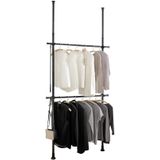 Teleskop-Garderobensystem Herkules Basic Schwarz, verstellbares Ordnungssystem, Garderoben-System, Schwarz, Stahl schwarz, Kunststoff (abs) schwarz,