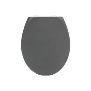 WENKO Toiletbril Samos grijs, hygiënische toiletbril met softclose, met Fix-Clip hygiënische bevestiging, van antibacterieel duroplast